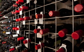 Pictured are wine bottles