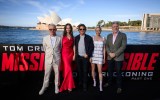pictured is Simon Pegg, Hayley Atwell, Tom Cruise, Pom Klementieff and Christopher McQuarrie for Mission Impossible