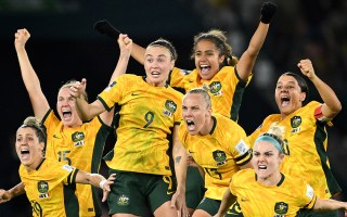 Pictured are the Matildas