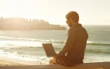 pictured is someone on a workation in Sydney