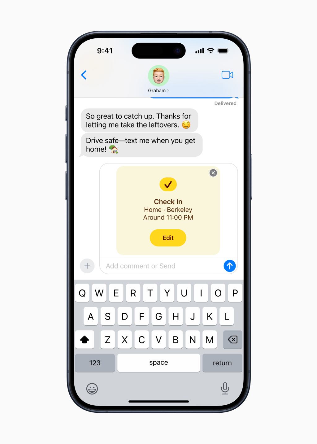 pictured is the new Apple check in feature