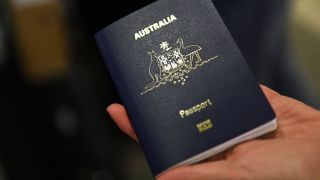 pictured is an Australian passport, to illustrate passport-free travel at the airport