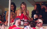 Taylor Swift reacts during the first half of a game between the Chicago Bears and the Kansas City Chiefs at GEHA Field at Arrowhead Stadium on September 24, 2023 in Kansas City, Missouri.