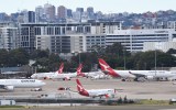 pictured are flights taking off at sydney airport