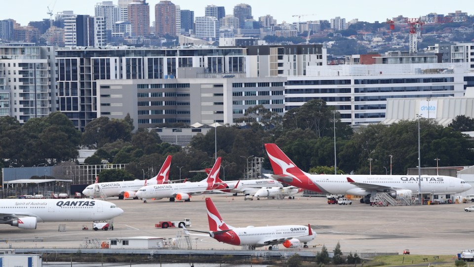 pictured are flights taking off at sydney airport