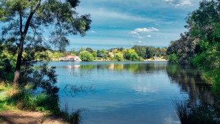 Lake Daylesford on a sunny spring day, at the foothills of the Great Dividing Range