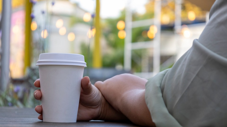 pictured is a takeaway coffee cup