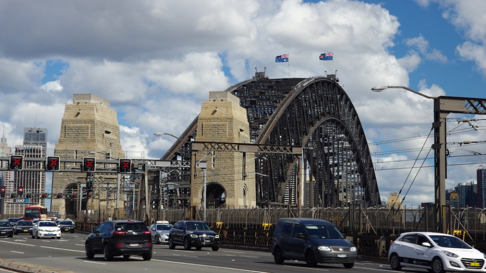 pictured is Sydney Harbour Bridge, a toll road in Sydney
