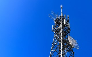 Pictured is a 5G tower