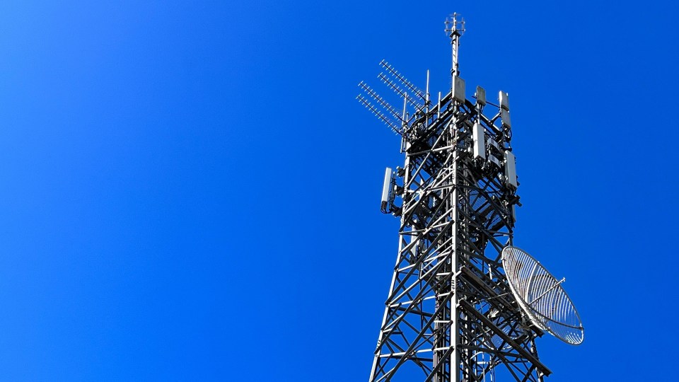 Pictured is a 5G tower