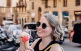 pictured is someone eating gelato in Italy