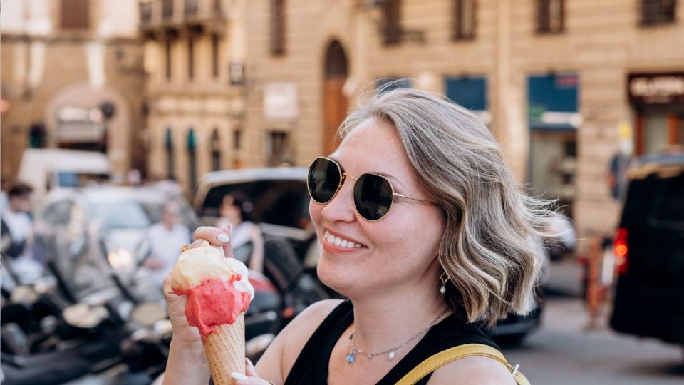 pictured is someone eating gelato in Italy