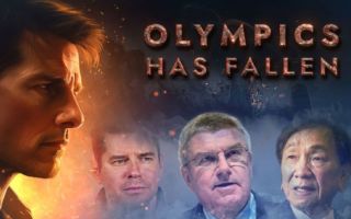 Pictured is Tom Cruise on the Olympics Has Fallen poster