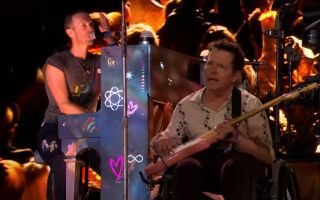 pictured is Michael J Fox and Christ Martin from Coldplay