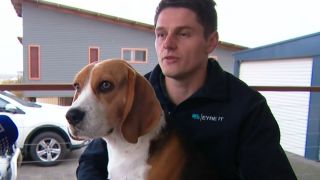 Tyson McCallum and beagle benji